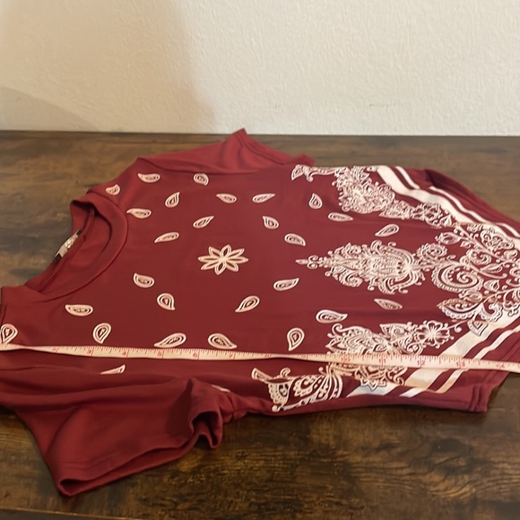 Handkerchief Style Short Sleeve Crop Top * Burgundy *‎ Papermoon * Size Small - Picture 11 of 14